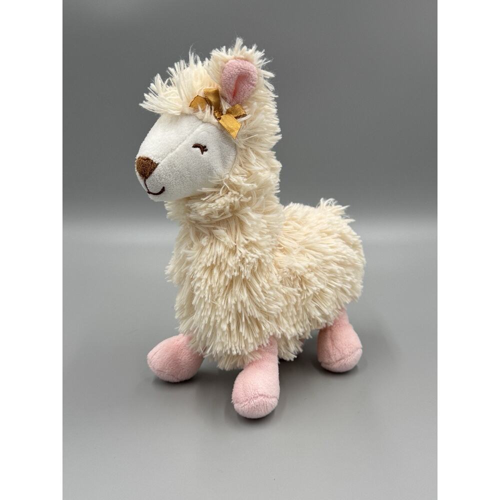 Carter's Just One You Llama Plush‎ 8" Stuffed Gold Bow Alpaca Pink Cream Colored